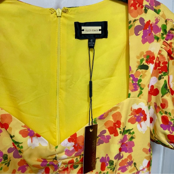 Alexia Admor Gracie Sweetheart Fit & Flare Midi Dress in Yellow Floral Size 6 - Picture 10 of 16